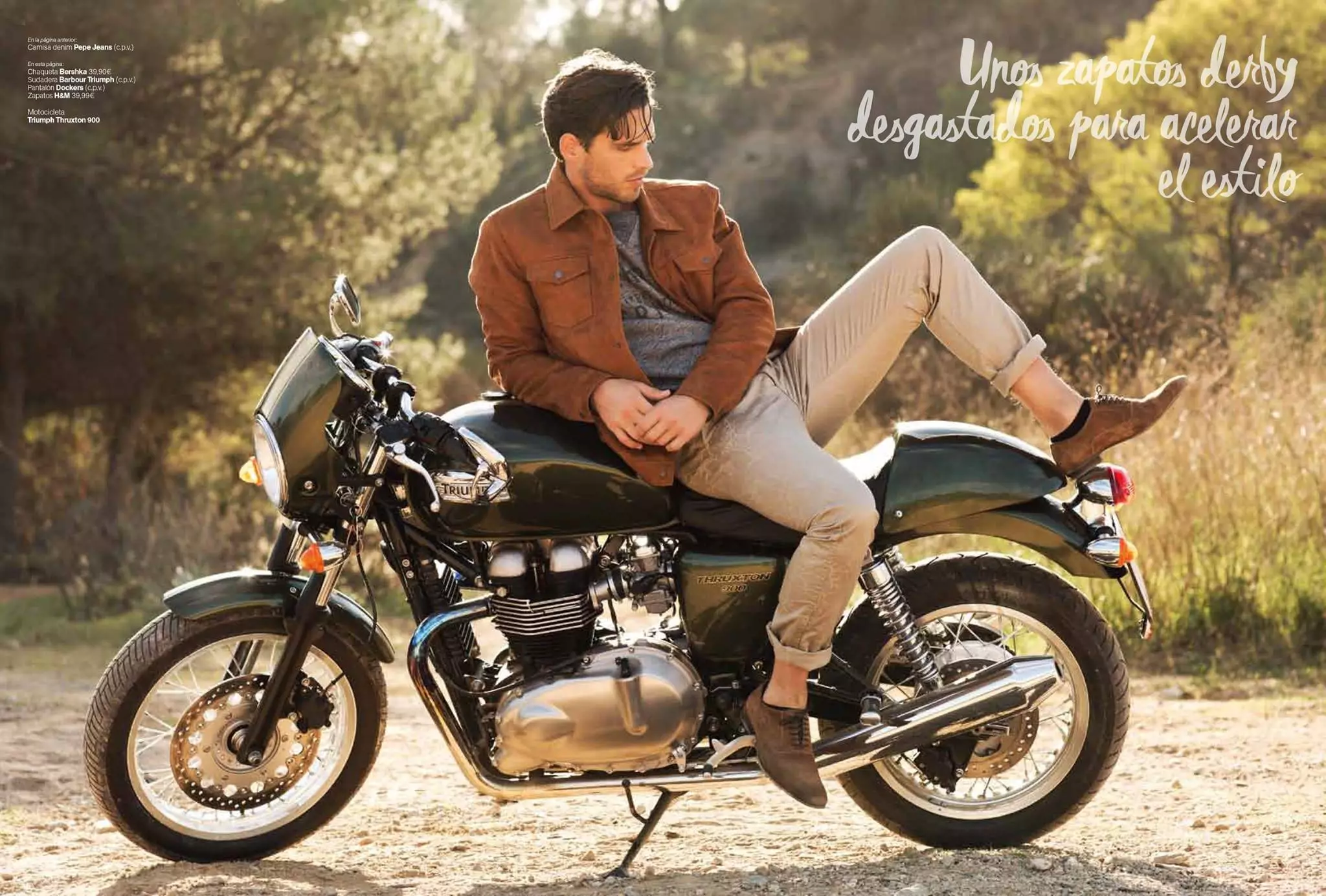 Simone Bredariol ĉefroligas ĉefartikolon por Vira Sano-februara numero. La modelo estas fotita de Edu García en pafado inspirita en la uloj de motorcikloj. Simone portas vestaĵojn de Pepe Jeans kaj Guess.