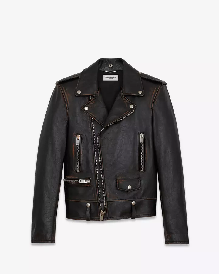 Jacket Biker hoditra YSL tany am-boalohany $5,250.00 USD