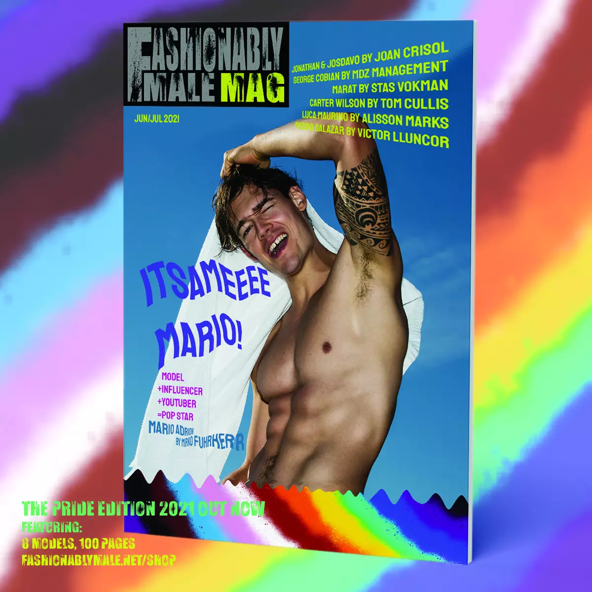 Марио Адрион барои маҳсулоти муқоваи Fashionably Male Mag Pride Edition 2021