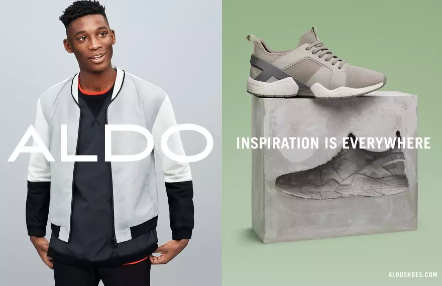 I-ALDO Shoes idalule umkhankaso omusha wezikhangiso ezimibalabala wayo eNtwasahlobo/Ehlobo lika-2016 onesihloko esithi “Inspiration is Everywhere”, ethwetshulwe nguMatteo Montanari, uDarcy Backlar njengoMhleli Wemfashini/Isitayela. UMadeleine Kiersztan njengoMdidiyeli Omkhulu kanye noSandra Winther njengoMqondisi.