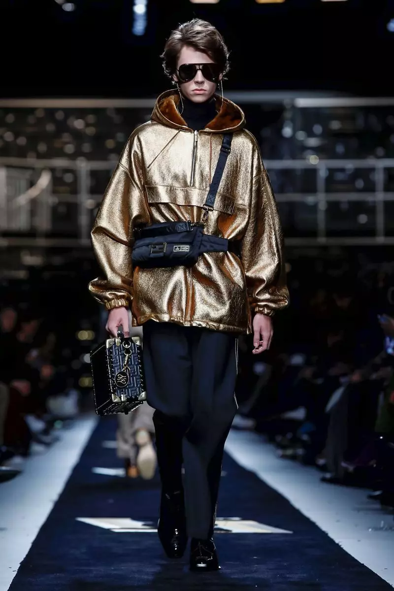 Либоси мардонаи Fendi Тирамоҳ Зимистони соли 2019 Милан46