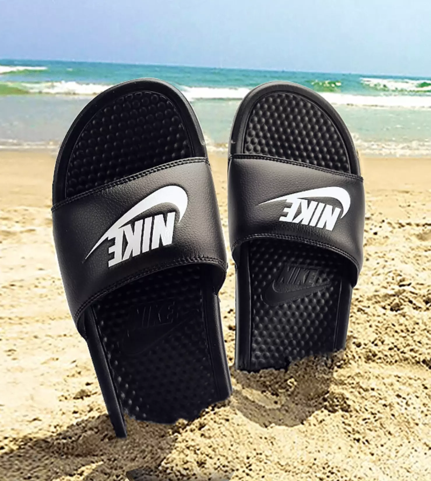 Nike Sandales Sandales Čības Čības Vīriešu Sieviešu Unisex Melns Balts Kurpju Flip Flop