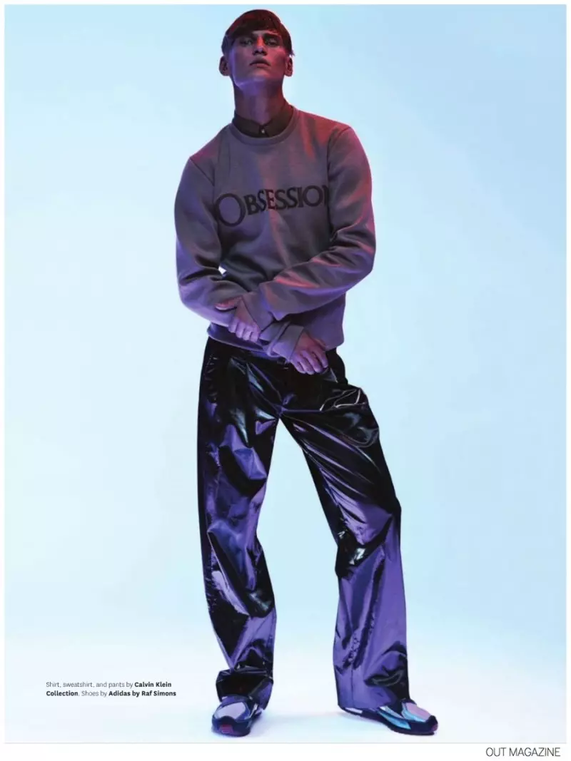 Model Swedia Alexander Johansson entuk editorial fashion ing majalah Out edisi September 2014. Difoto dening Tetsu Kubota kanggo tampilan inspirasi ing fashion musim gugur futuristik, Alexander ditata dening Grant Woolhead. Saka wangun kothak sporty Calvin Klein Koleksi menyang shimmer Autumn saka Jil Sander, Alexander ora kangelan ngadeg metu saka wong akeh.