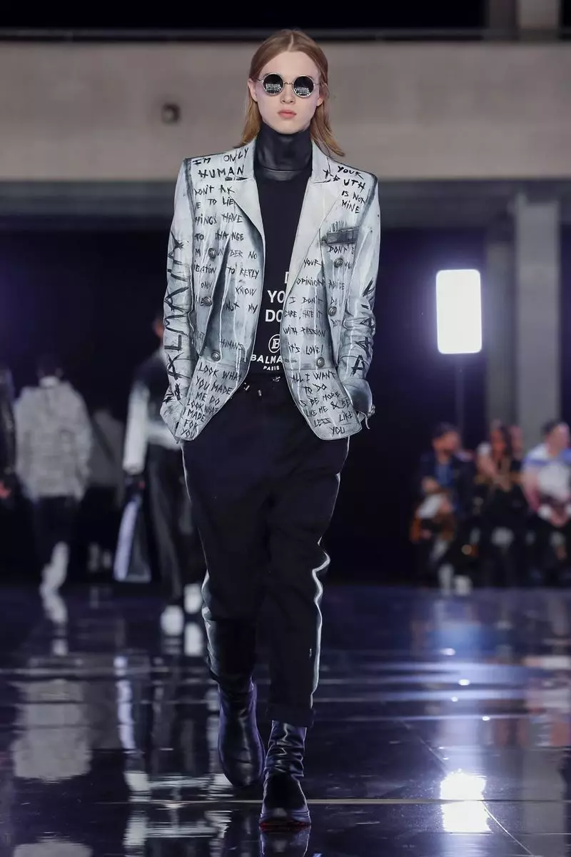 Balmain Homme Menswear Caij Nplooj Ntoos Hlav 2019 Paris32