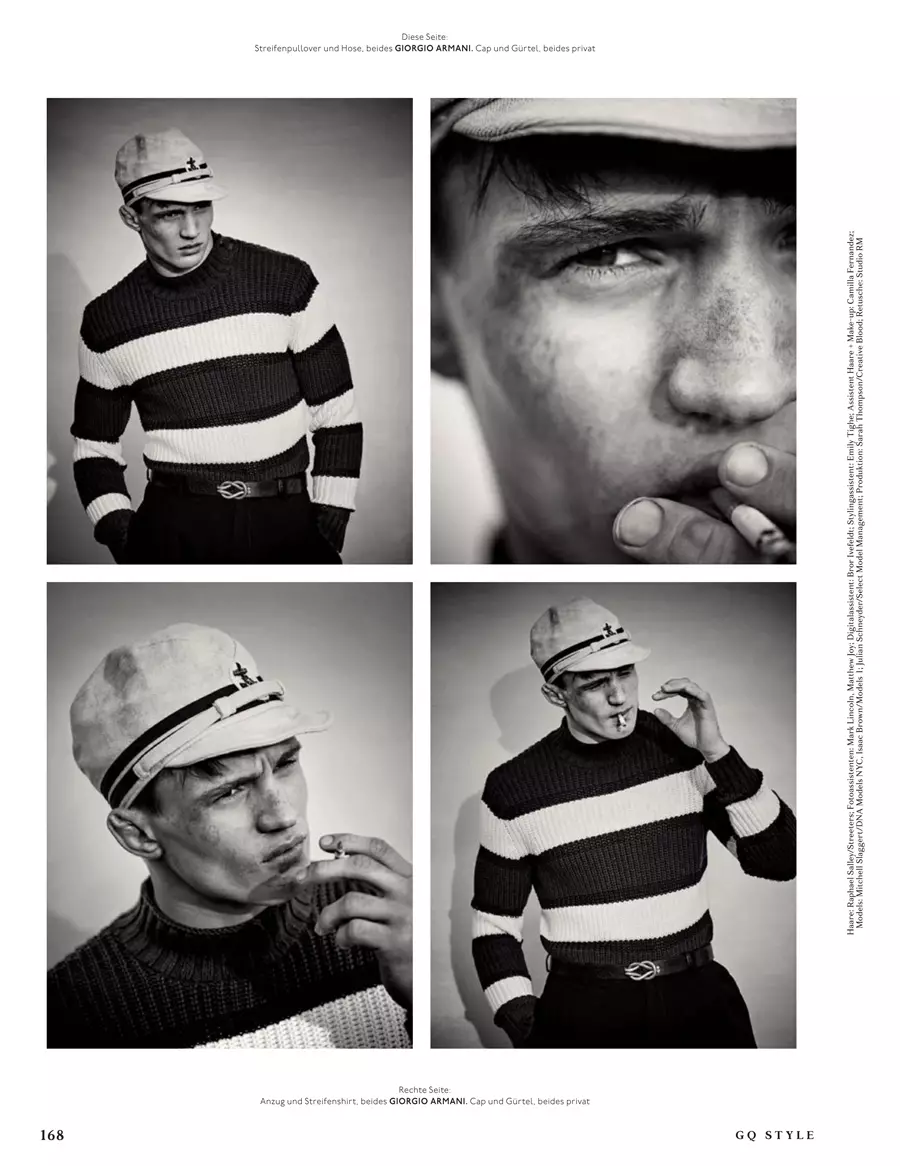 Julian Schneyder in GQ Style Germany Bahar Yayı 2016. Fotoqraf: Boo George. Styling: Luke Day. Raphael Salley tərəfindən saç. Makiyaj Camilla Fernandez tərəfindən.