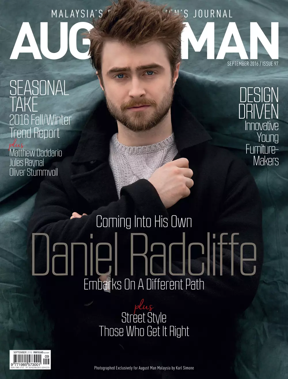 O ai e le manatu, Actor + Daniel Radcliffe fetu i le lomiga fou Setema 2016 Aukuso Man Meleisia ata e Karl Simone ma styling e Jenesee Utley, e leai Daniel e sau i lona lava tulaga e embarks i se ala ese.