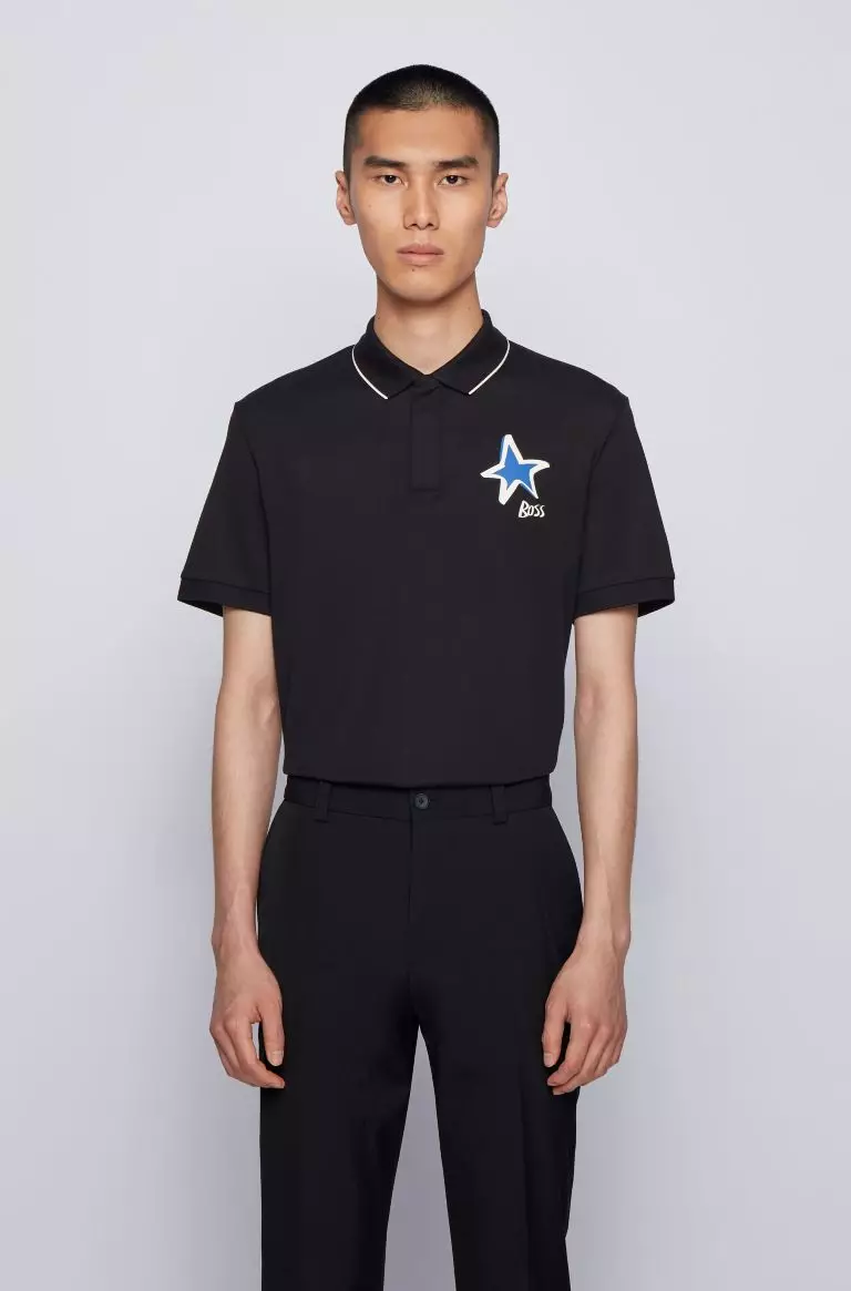 BOSS X Justin Teodoro Holiday 2020 Campaign Polo T-Shirt Black