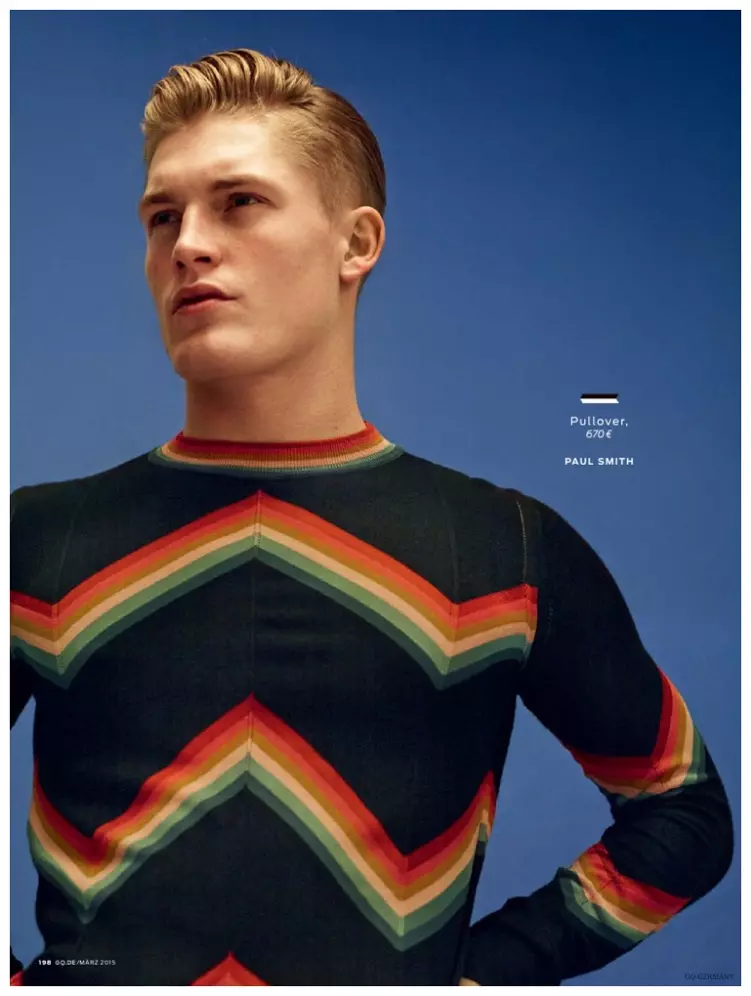 모델 Alexander Beck, Dominik Bauer, Filip Hrivnak, Harry Goodwins, O'Shea Robertson이 GQ 독일 2015년 3월호의 패션 사진작가 Markus Pritzi가 촬영한 컬렉션 이야기를 장식했습니다. 스타일리스트 Tobias Frericks는 2015 봄-여름 남성복 컬렉션을 선보이며 지방시, 폴 스미스, 루이 비통과 같은 그래픽 룩을 선보입니다.