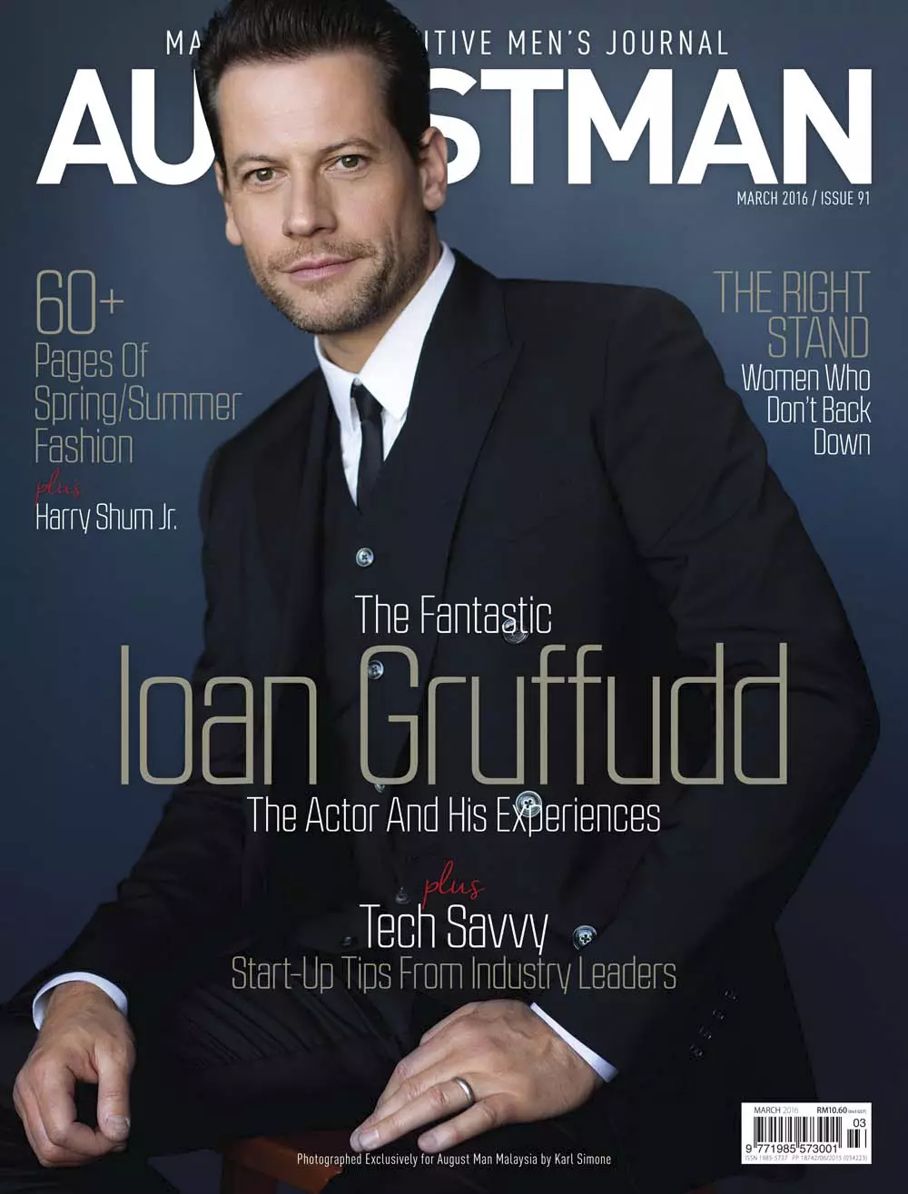 Ang aktor nga si Ioan Gruffud maoy nagdayandayan sa cover sa August Man Malaysia sa pinakaulahing isyu nga gihulagway ni master Karl Simone, nga gi-istilo ni Juliet Vo. Creative Director ni Melvin Chan.