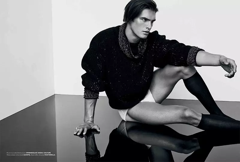 Matthew Terry la Ford Models și Anton Wormann la Established Models fotografiați de Mariano Vivanco și stilați de Hassan Al-Saleh, pentru ultimul număr al revistei H.