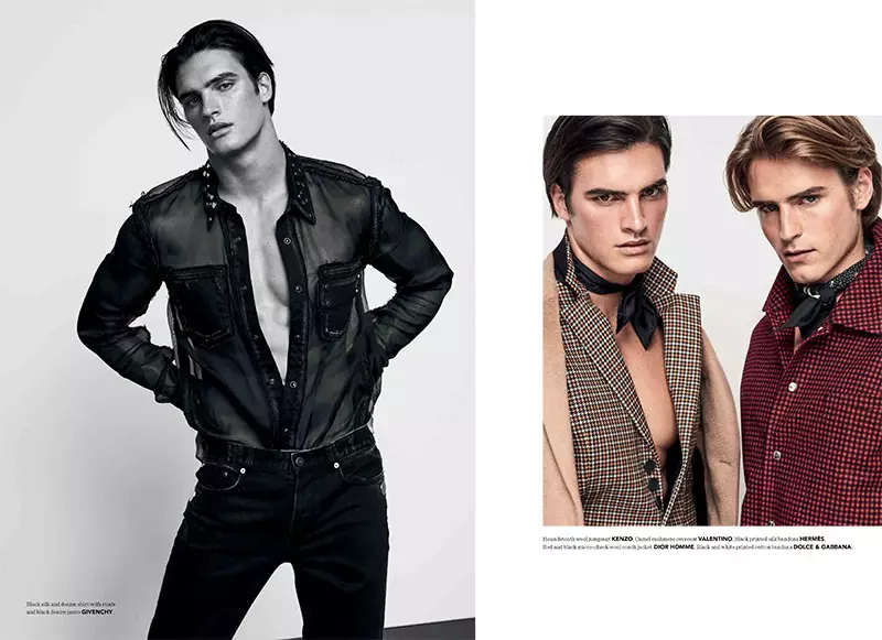 Matthew Terry bei Ford Models an Anton Wormann bei Established Models fotograféiert vum Mariano Vivanco a stiléiert vum Hassan Al-Saleh, fir déi lescht Ausgab vum H Magazin.