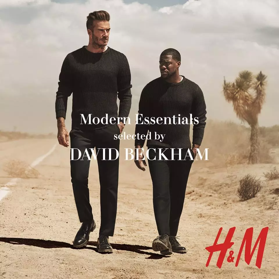 David Beckham le Kevin Hart ba khutlile ho tla hlahisa likotoana tsa pokello ea H&M Modern Essentials bakeng sa hoetla 2016.