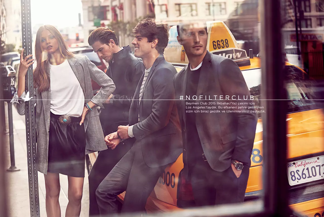 Supermodellerne Adam Senn, Anna Selezneva, Evandro Soldati og Ollie Edwards med de nye reklamebilleder til Beymen Clubs forår/sommer 2015 Fashion Campaign.