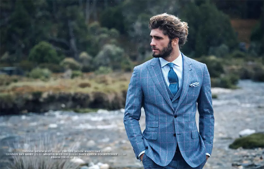 Kagawo ka M.J. Bale Autumn/Zima 2015 Men's Campaign. M.J. Bale adapita kumapiri a Cradle Mountain, Tasmania, kuti akawombere kampeni ya Autumn/Winter 2015, yomwe idapangidwa ngati gulu lopambana.