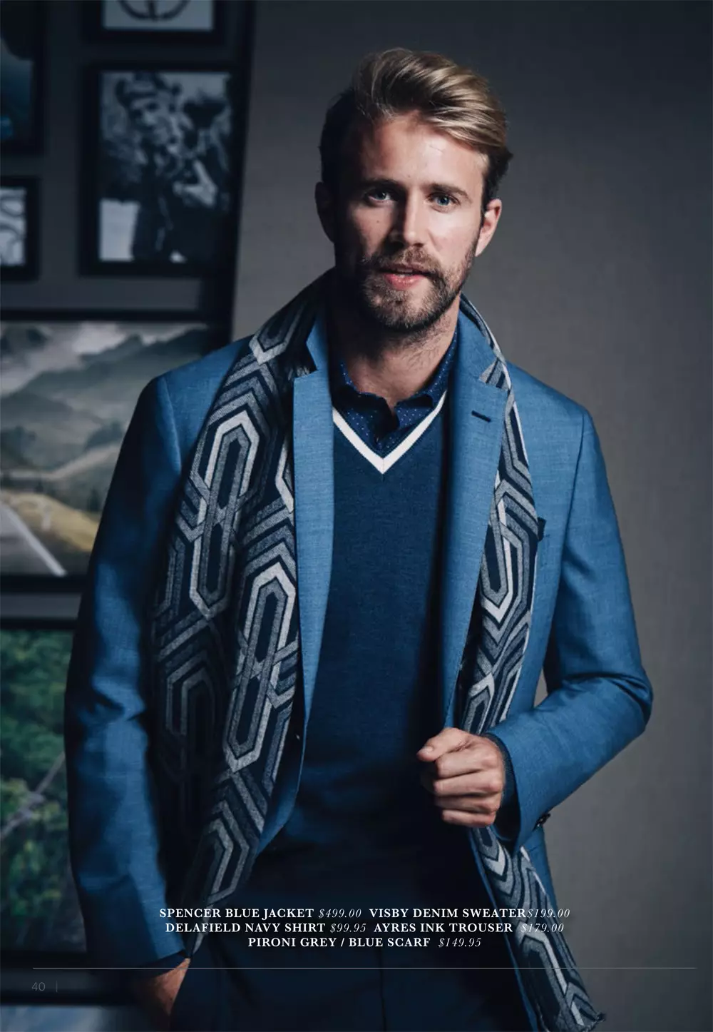 Kagawo ka M.J. Bale Autumn/Zima 2015 Men's Campaign. M.J. Bale adapita kumapiri a Cradle Mountain, Tasmania, kuti akawombere kampeni ya Autumn/Winter 2015, yomwe idapangidwa ngati gulu lopambana.