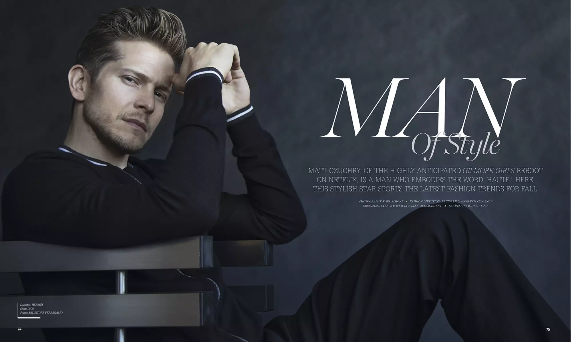 Man of Style: Matt Czuchry ni Karl Simone. Ay isang tao na naglalaman ng salitang 'Haute' dito.