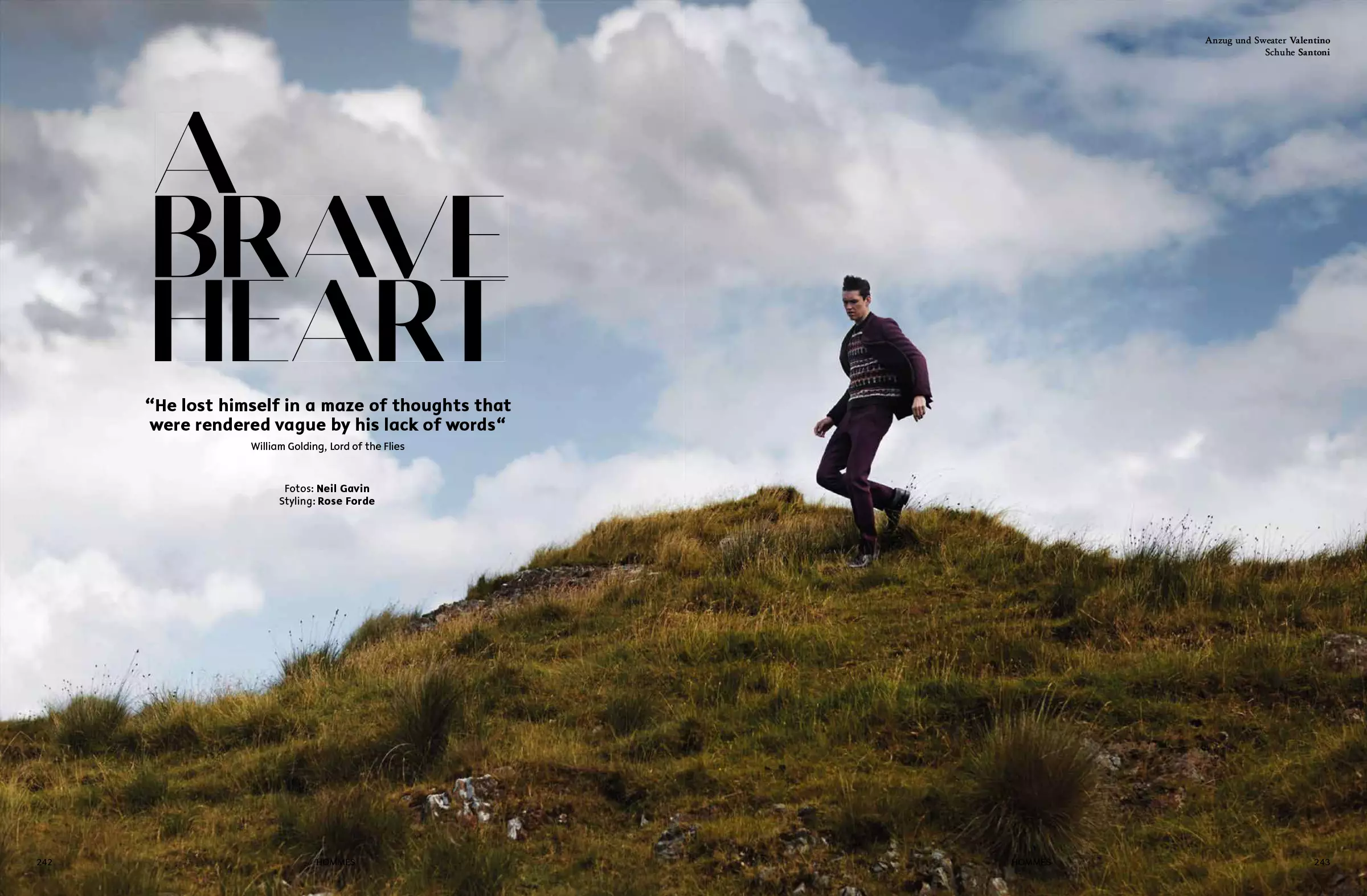 L'Officiel Hommes Germany Fall 2014 A BRAVE HEART Nhiếp ảnh gia: Neil Gavin Nhà tạo mẫu: Rose Forde Tóc & Trang điểm: John Mullan Người mẫu: Andres Hayward