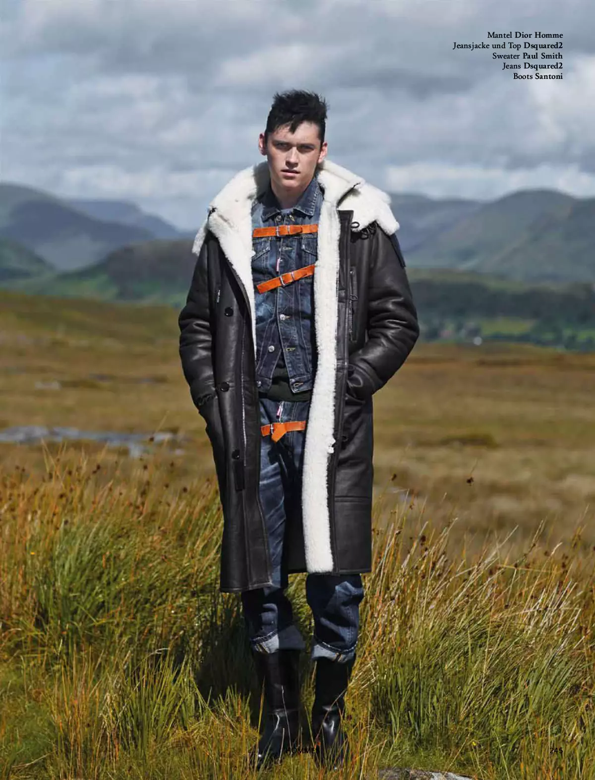 L'Officiel Hommes Germany Fararano 2014 A BRAVE HEART Photographer: Neil Gavin Stylist: Rose Forde Hair & Makeup: John Mullan Model: Andres Hayward