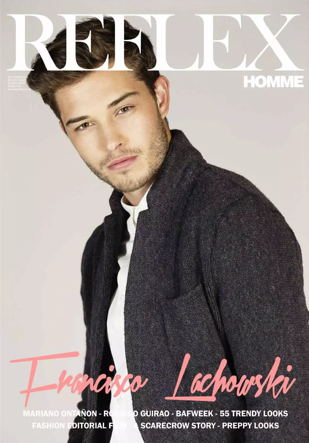 Reflex Homme Σεπτέμβριος 2014 Francisco Lachowski Φωτογράφος: Kristiina Wilson. Στυλίστας: Πάμελα Σέπαρντ. Groomer: Katie Mellinger. Βοηθός: Logan Jackson.