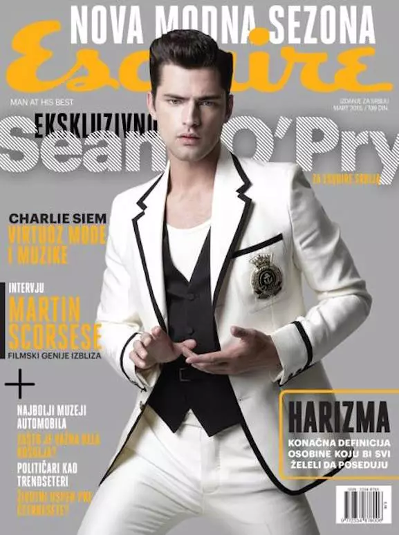 Topmodel Sean O'Pry vir Esquire Serbia omhels ons bladsye met 'n fotografie deur Saverio Cardia.