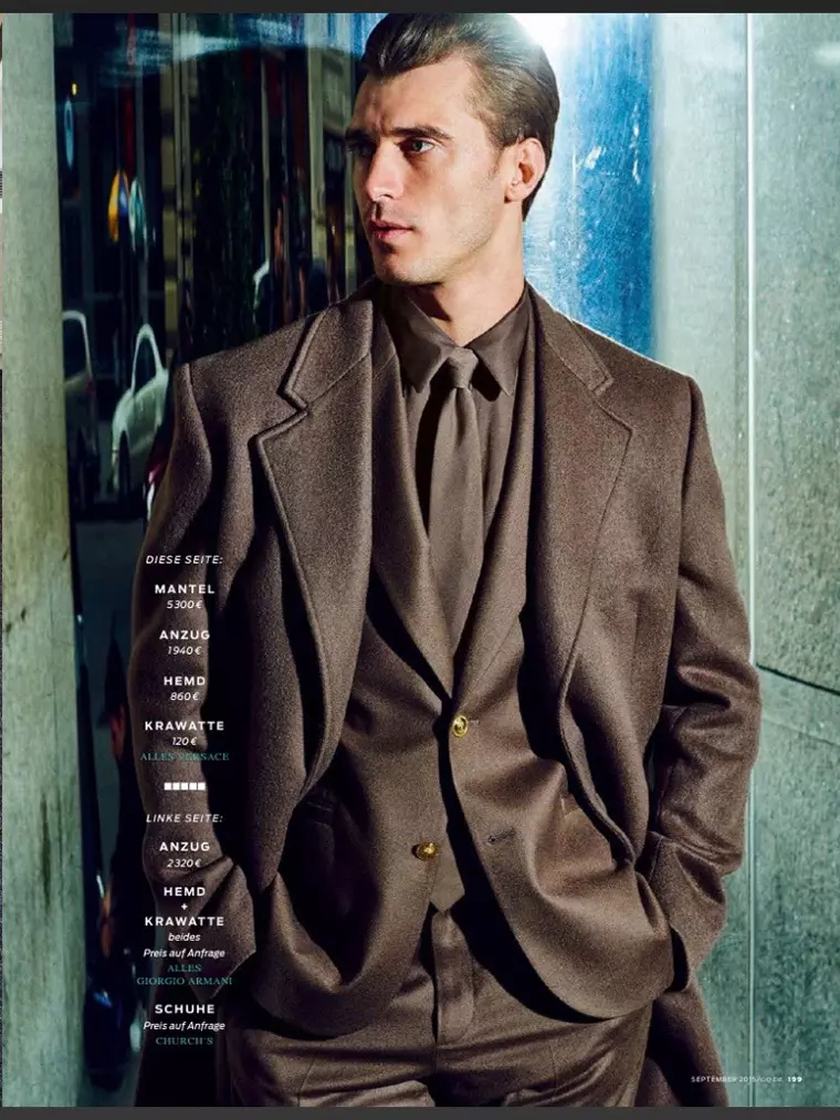 GQ Jerman Edisi September 2015 nampilake editorial anyar sing dibintangi dening model Top Clément Chabernaud, difoto dening Philippe Vogelenzang lan ditata dening Tobias Frericks.