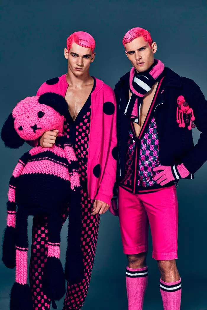 Liam Vandiar dan Matty Carrington ditembak oleh Mark Cant dan ditata Joseph Kocharian dengan potongan FW15 dari Moschino, Sibling, Givenchy dan banyak lagi, untuk edisi terbaru majalah Attitude.