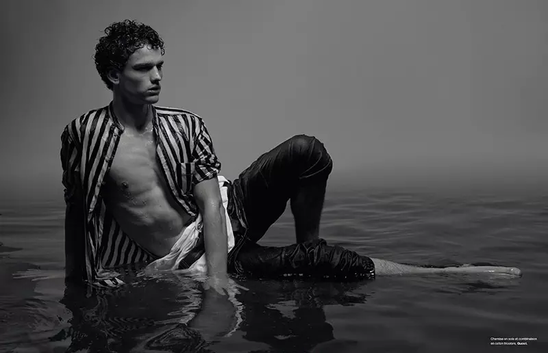 Ĉefmodelo Simon Nessman fotita de Jean-Baptiste Mondino kaj stilita kun pecoj de Lanvin, Giorgio Armani, Dsquared2, Bottega Veneta, Louis Vuitton kaj pli, por la lasta numero de la revuo Numéro Homme.