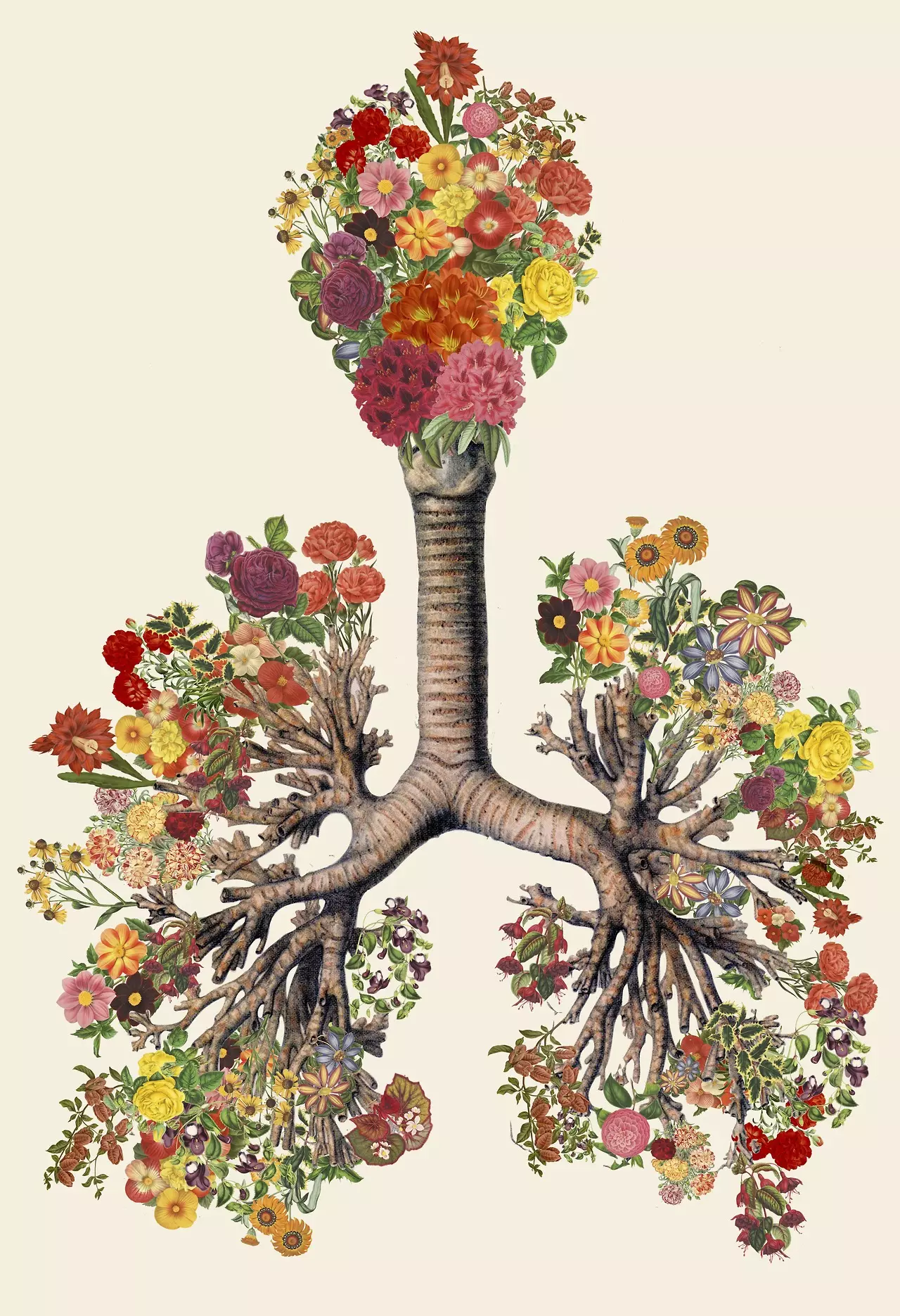 Mixed media-konstnären Travis Bedel komponerar fantastiska symboliska collage, som kombinerar anatomiska illustrationer med en stark sammansmältning av blommor. Bedels surrealistiska collage representerar liv och energi i hans arbete och är begreppsmässig och fysisk skönhet. De symboliserar samexistensen mellan natur och mänsklighet. Du kan köpa hans verk på Society6 och Etsy.