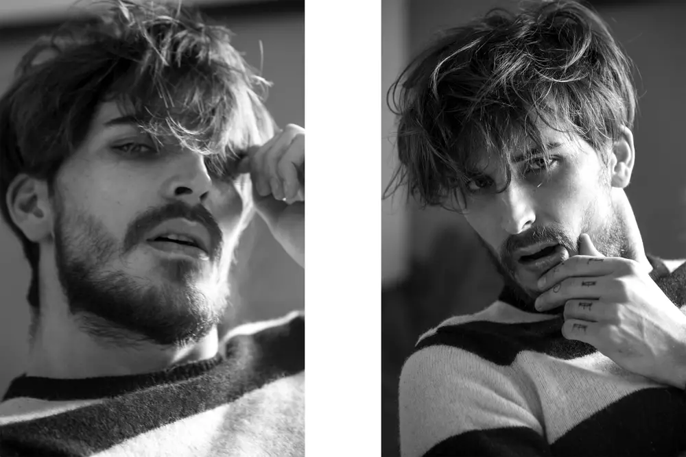 Meet Up ve Brezilya merkezli ünlü erkek model Arnaud Cornevin, Joy Models'de Kenji Nakamura imzalı siyah-beyaz gösterişli bir oturumda poz verdi.