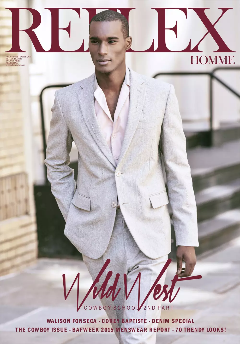 ئەڭ داڭلىق مودېل Corey Baptiste (VNY Models) 2015-يىلى 9-ئايدىكى رېفلىكىس ژورنىلىنىڭ مۇقاۋا سانىنى ئالدى ، Horacio Hamlet تارتقان