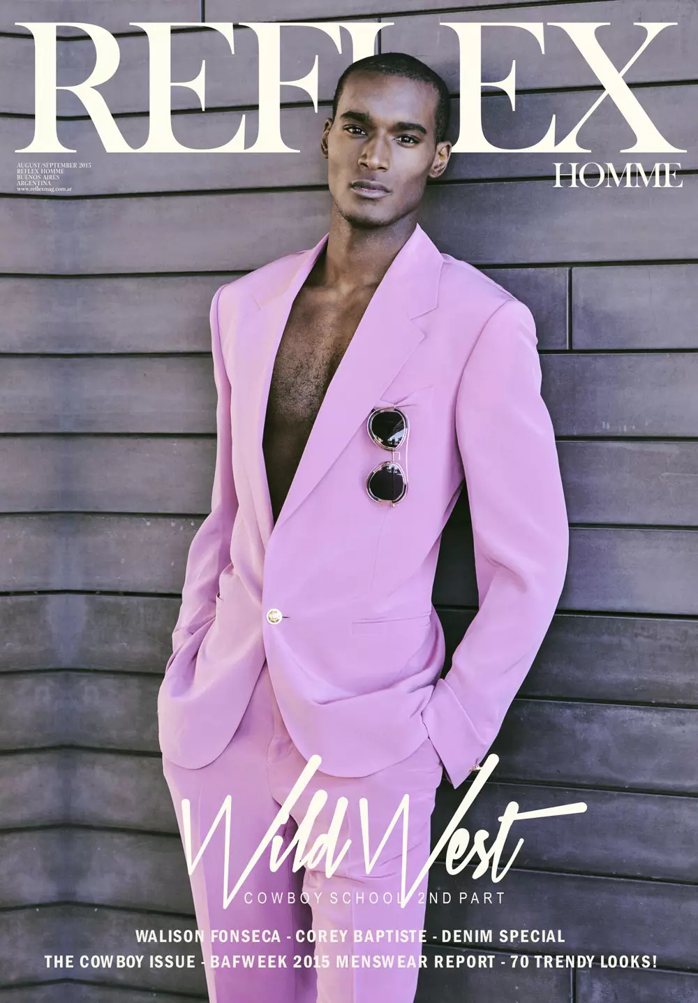 Model paling dhuwur Corey Baptiste (Model VNY) ngarepake edisi sampul anyar September 2015 kanggo Reflex Magazine, foto dening Horacio Hamlet