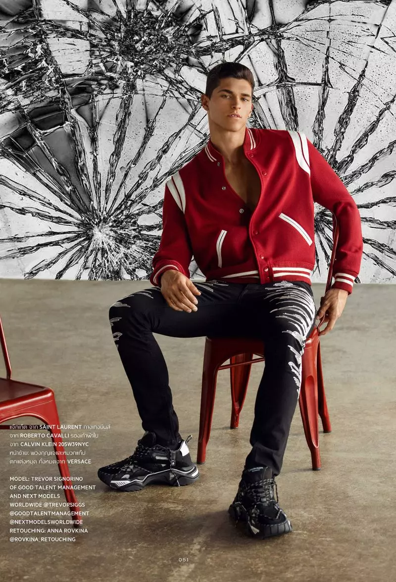 Internacia Top Model Trevor Signorino-modeloj por lensisto Blake Ballard por L'Officiel Hommes Tajlando aŭgusto 2019.