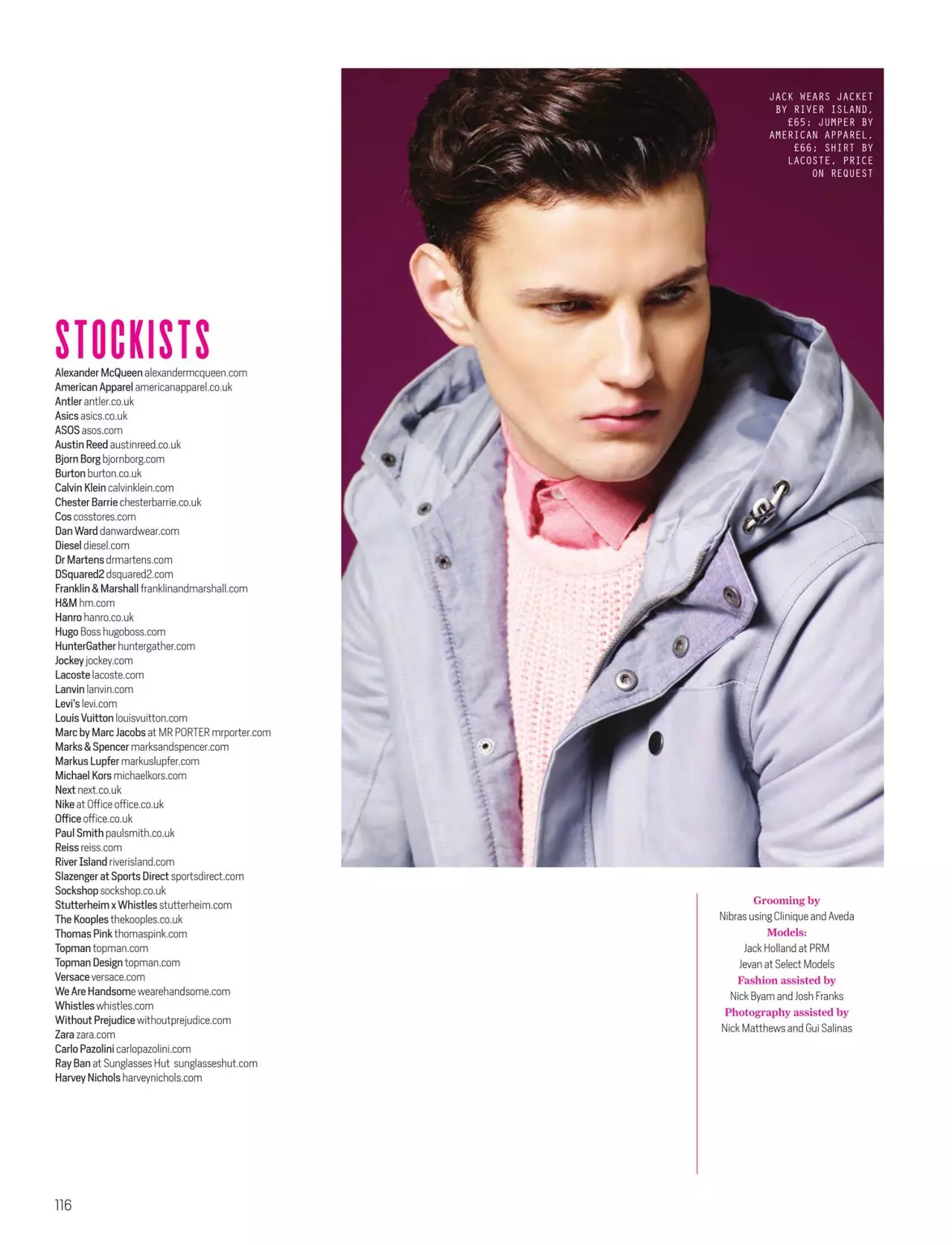 Srijedom Wear Pink for Attitude - veljača 2015., fotograf Dimitris Theocharis, Moda Joseph Kocharian, Grooming Nibras Models: Jack Holland iz PRM-a, Jevan Williams iz Select.