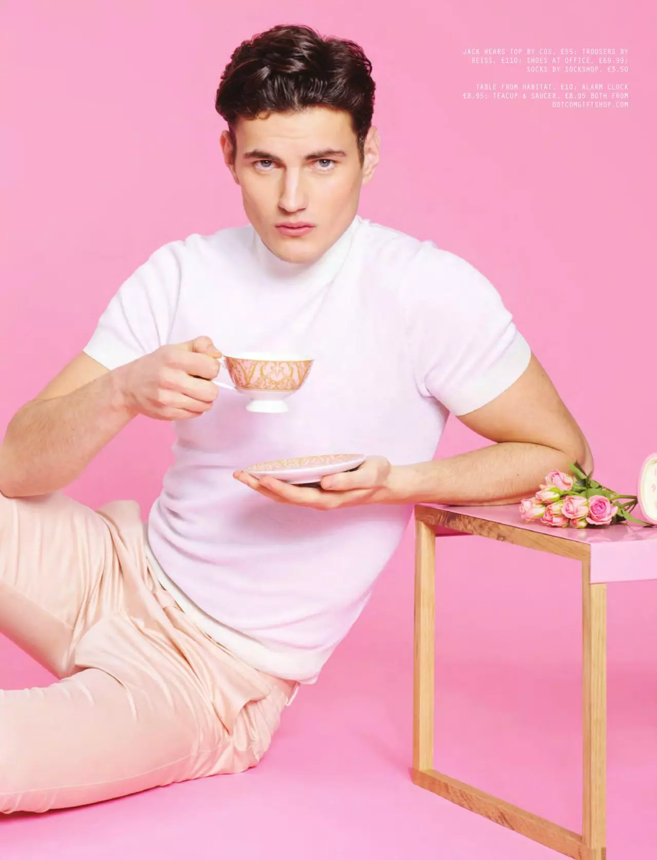 اربع تي We Wear Pink for Attitude - فيبروري 2015 by Photographer Dimitris Theocharis, Fashion by Joseph Kocharian, Grooming by Nibras Models: Jack Holland at PRM, Jevan Williams at Select.