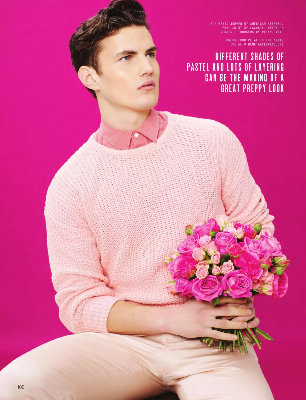 اربع تي We Wear Pink for Attitude - فيبروري 2015 by Photographer Dimitris Theocharis, Fashion by Joseph Kocharian, Grooming by Nibras Models: Jack Holland at PRM, Jevan Williams at Select.