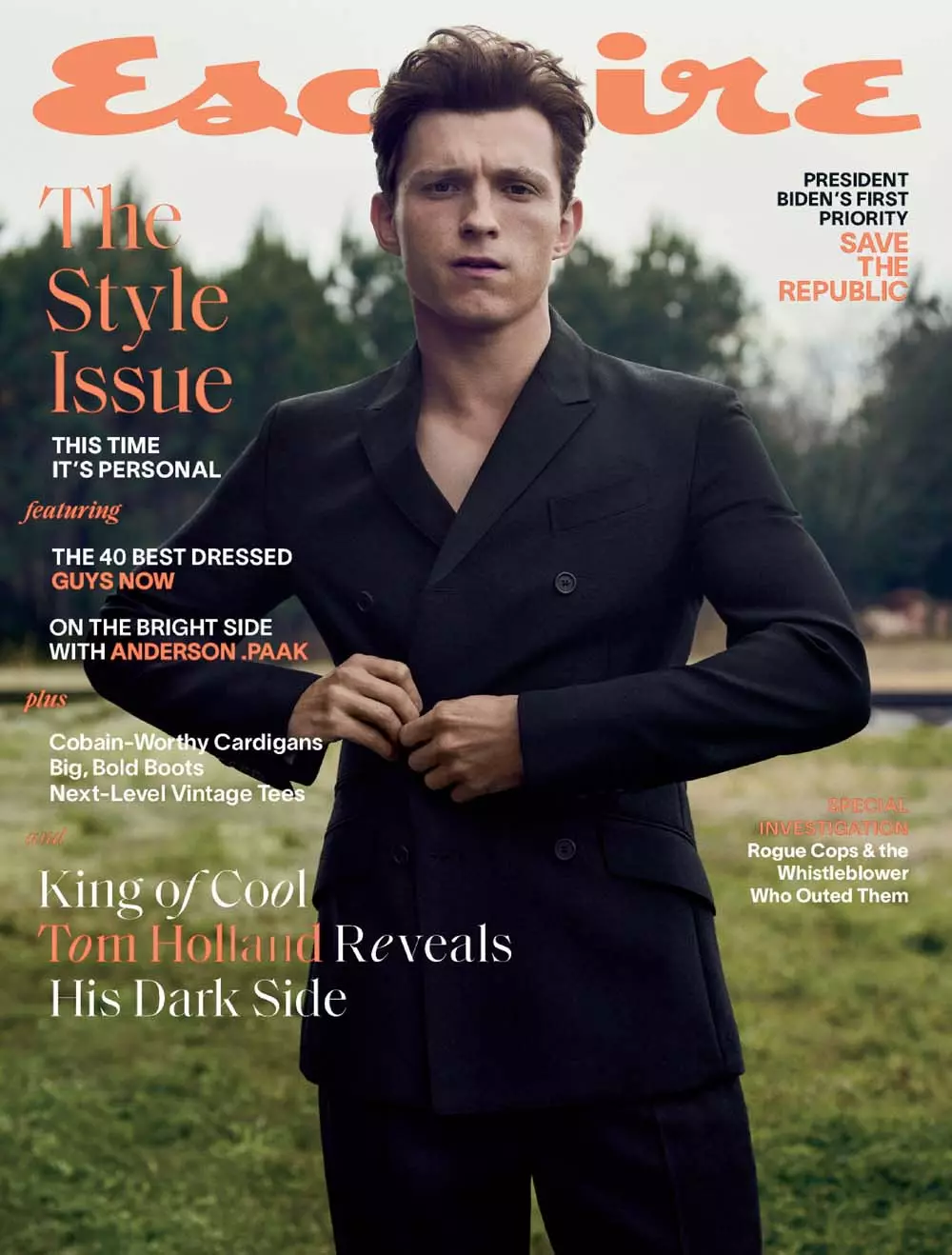 Tom Holland voor US Esquire maart 2021 Redactioneel