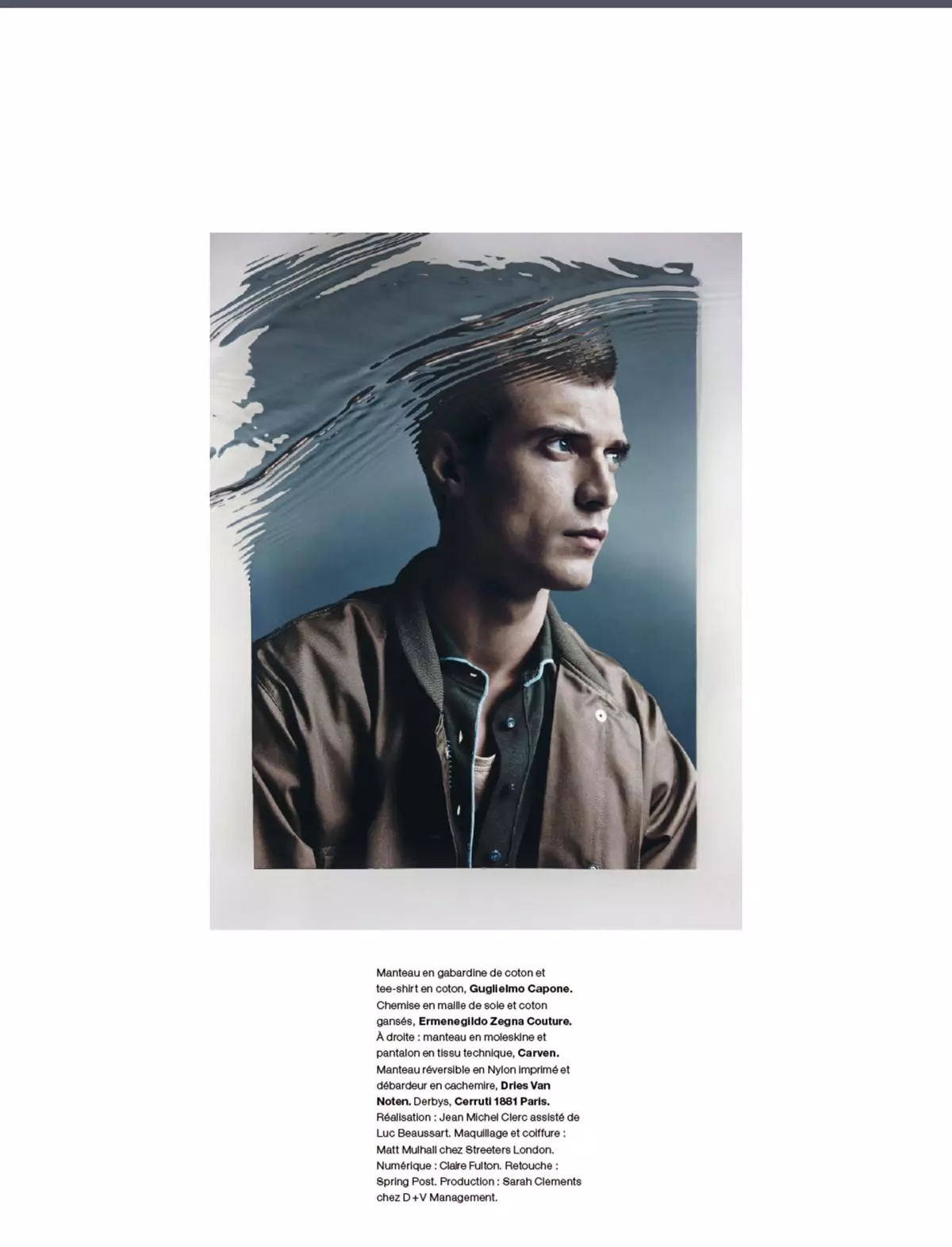 El top model francés Clément Chabernaud posee en una editorial de moda de lujo para Numéro Homme No. 29 S / S 2015, fotografía de Jacob Sutton y estilista es Jean Michel Clerc.