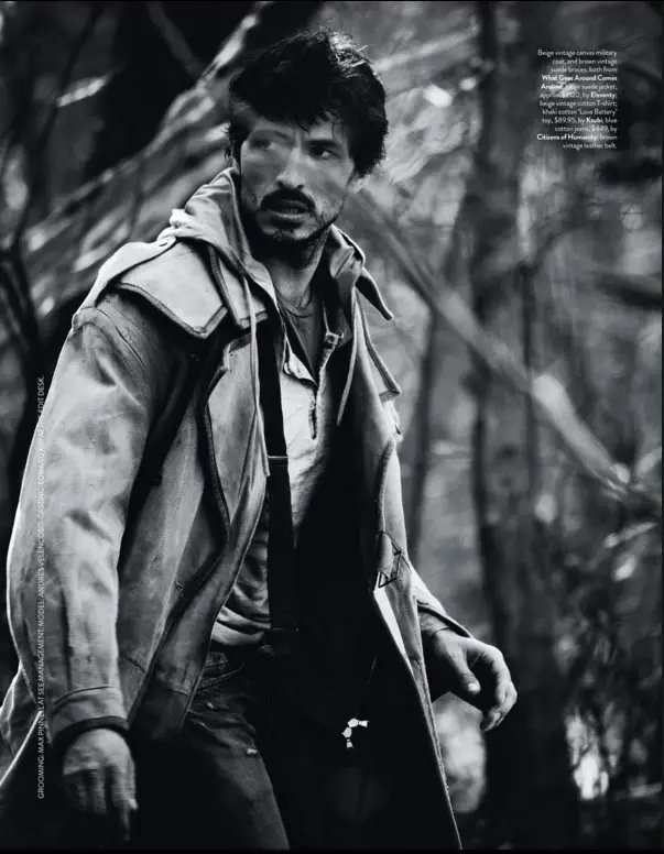 Andrés Velencoso në 'Survival Mode' për GQ Australia, Mars/Prill 2016. Fotot nga Todd Barry. Stiluar nga Victoria Bartlett.