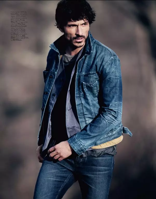 Andrés Velencoso a „Survival Mode”-ban a GQ Australia számára, 2016. március/április. Fotók: Todd Barry. Stílusa Victoria Bartlett.