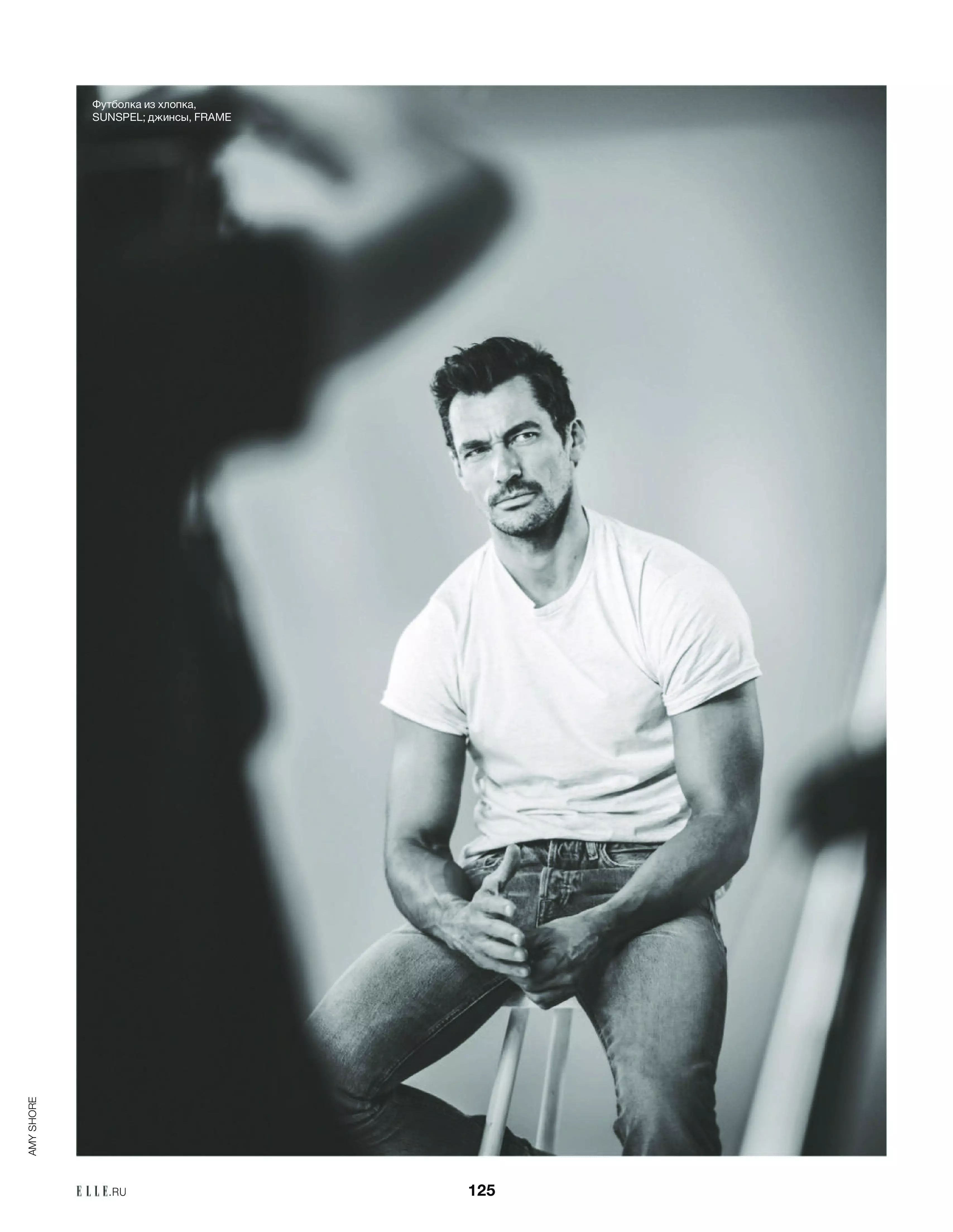 David Gandy vum Amy Shore fir Elle Russland Februar 2021 Editorial