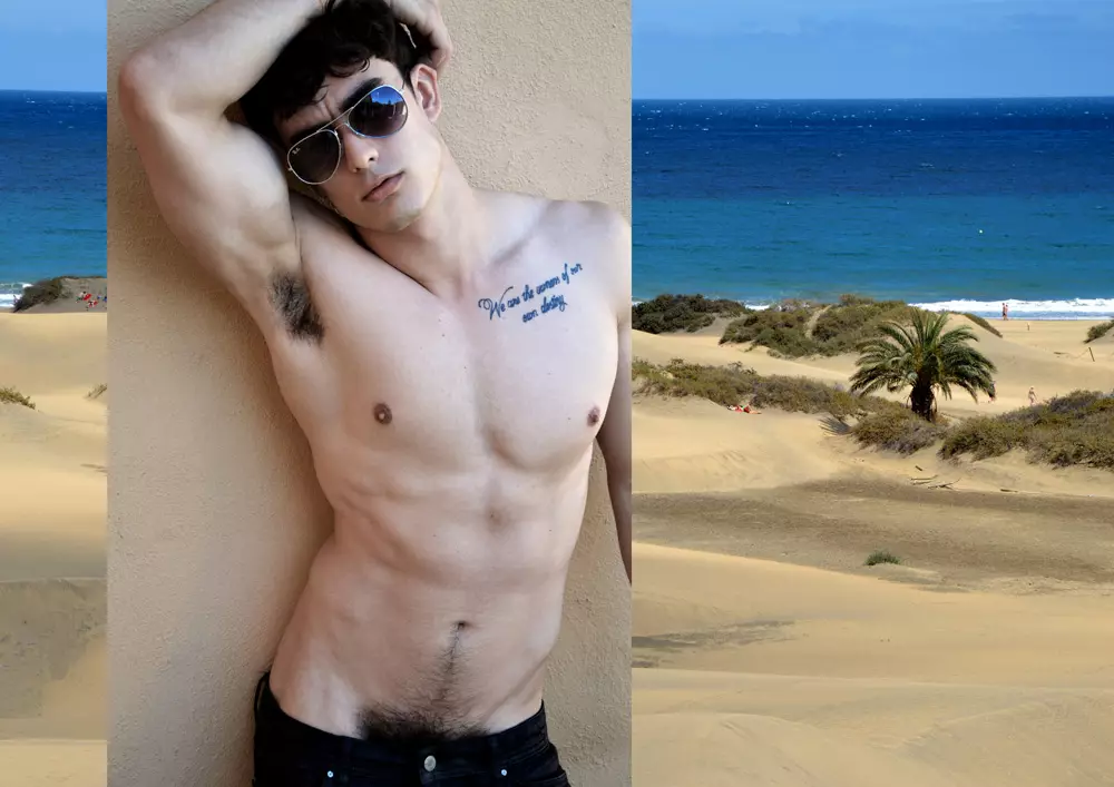 História de “Boys del Sol” capturada pelos modelos de Laurent Mac do + QModa Canarias Antonio e Aridane Da Silva. Fotos de beleza retratadas na Ilha de Gran Canaria.