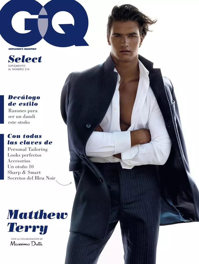 AMAZING Matthew Terry a cikin sabon murfin GQ España. Tauraro "Blue Noir" wani aiki mai ban sha'awa wanda Álvaro Beamud Cortés ya harba kuma Joana de la Fuente ya tsara shi.