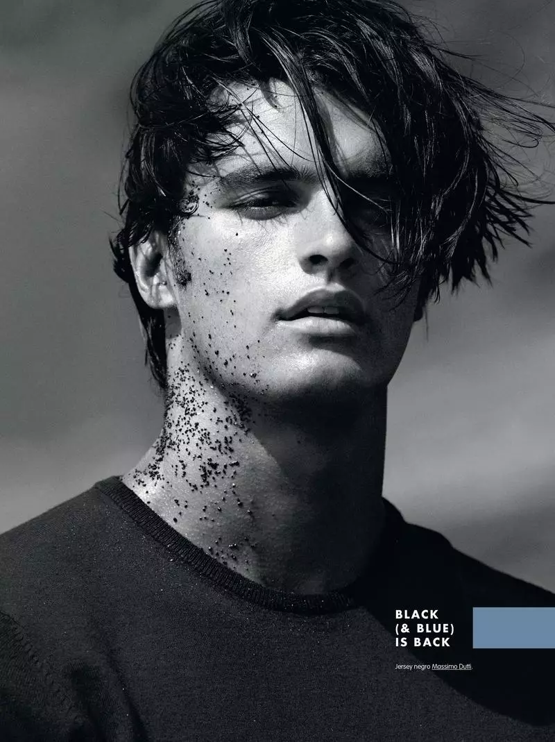 AMAZING Matthew Terry pachikuto chatsopano cha GQ España. Woyang'ana "Blue Noir" ntchito yodabwitsa yomwe idawomberedwa ndi Álvaro Beamud Cortés ndikujambula ndi Joana de la Fuente.