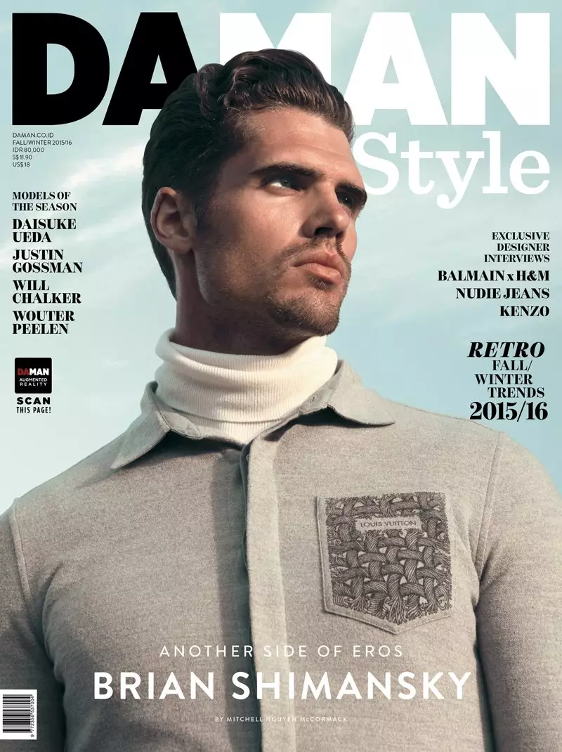 Bryan Shimansky mit neuem Cover und Fashion Editorial für Da Man Style | H/W 2015, porträtiert von Mitchell Nguyen McCormack und gestylt von Alexa Rangroummith Green. Berechtigt