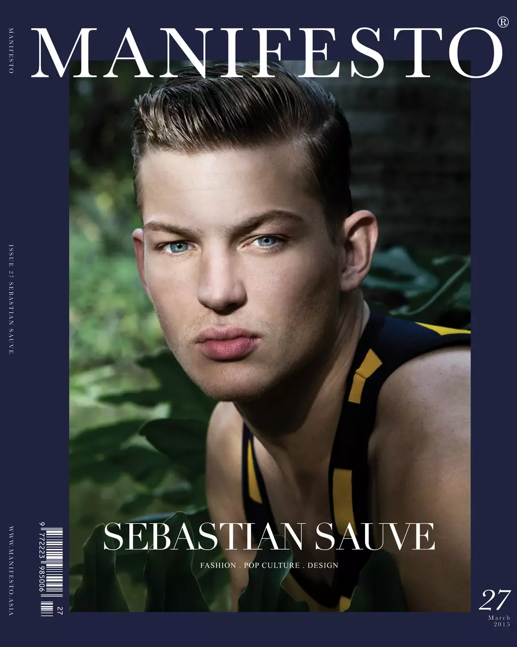 Ameriški pes Sebastian Sauve krasi naslovnico in zvezdnik v zgodbi Tropical Delight za marčevsko številko revije Manifesto. Modrookega fanta je posnel Greg Lotus, stiliziral pa ga je Jimi Urquiaga in nosi kose oblikovalcev, kot sta Dries Van Noten in Roberto Cavalli