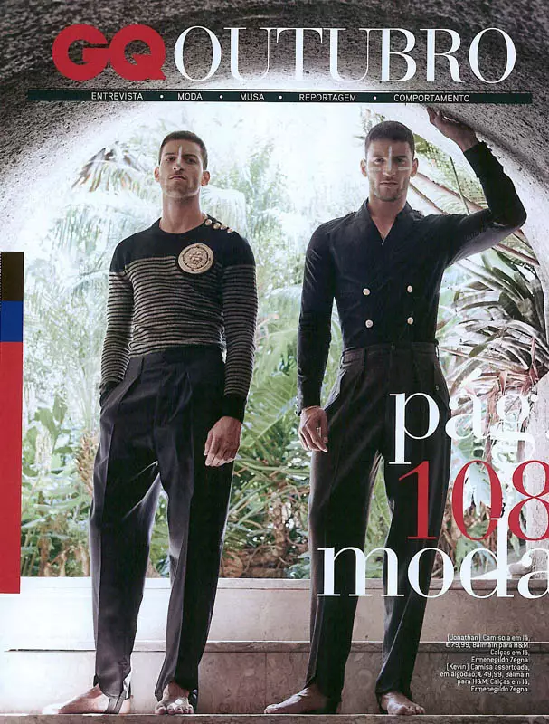 GQ Portugalia octombrie 2015 prezintă Warriors o lucrare a fotografului Branislav Simoncik, cu modelele masculine Kevin și Jonathan Sampaio.