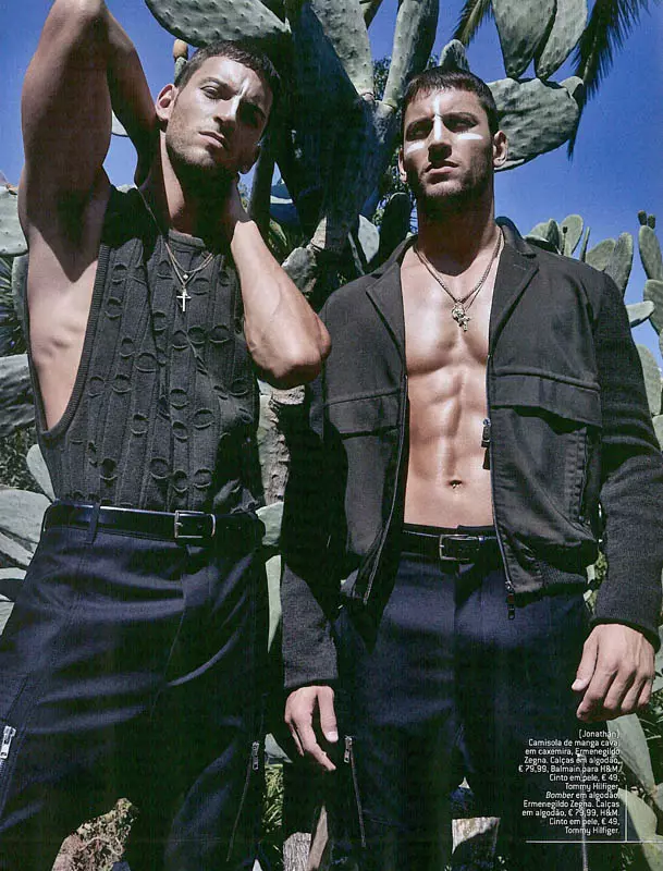 GQ Portugal October 2015 presenta Warriors un traballo do fotógrafo Branislav Simoncik protagonizado polos modelos masculinos Kevin e Jonathan Sampaio.