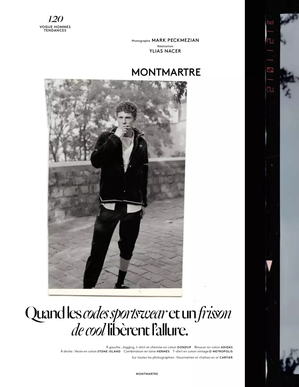 Quand les codes veshje sportive et un frisson de cool libèrent l'allure. "Montmartre" i prezantuar në seksionin e Vogue Hommes Trends F/W 2015-16, i xhiruar nga Mark Peckmezian dhe stiluar nga Ylias Nacer.