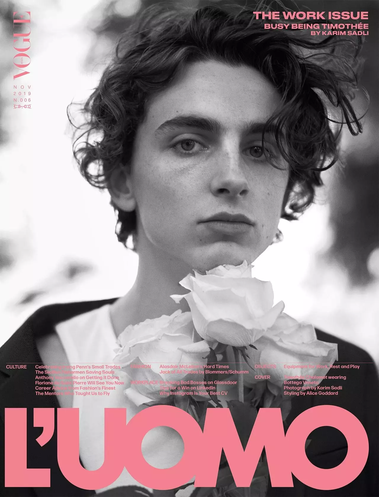 Timothée Chalamet autorstwa Karima Sadli dla L'Uomo Vogue