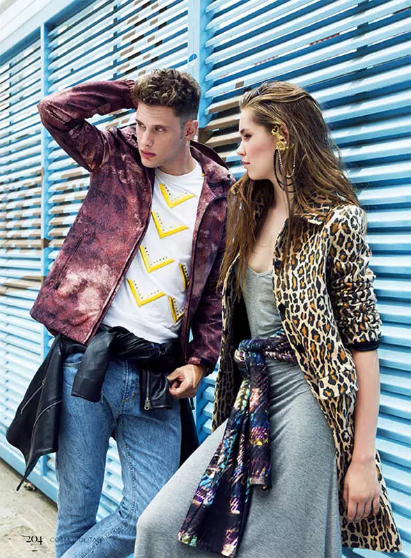 Joan Pedrola ao amin'ny 'Urban Chic' ho an'ny Cosmopolitan Mexico. Sary avy amin'i Rocío Badiola. Styling nataon'i Gerard Angulo.